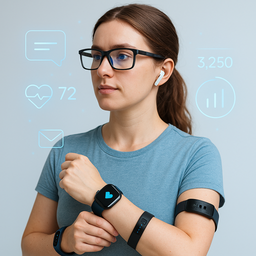 woman wearing iot wearable devices