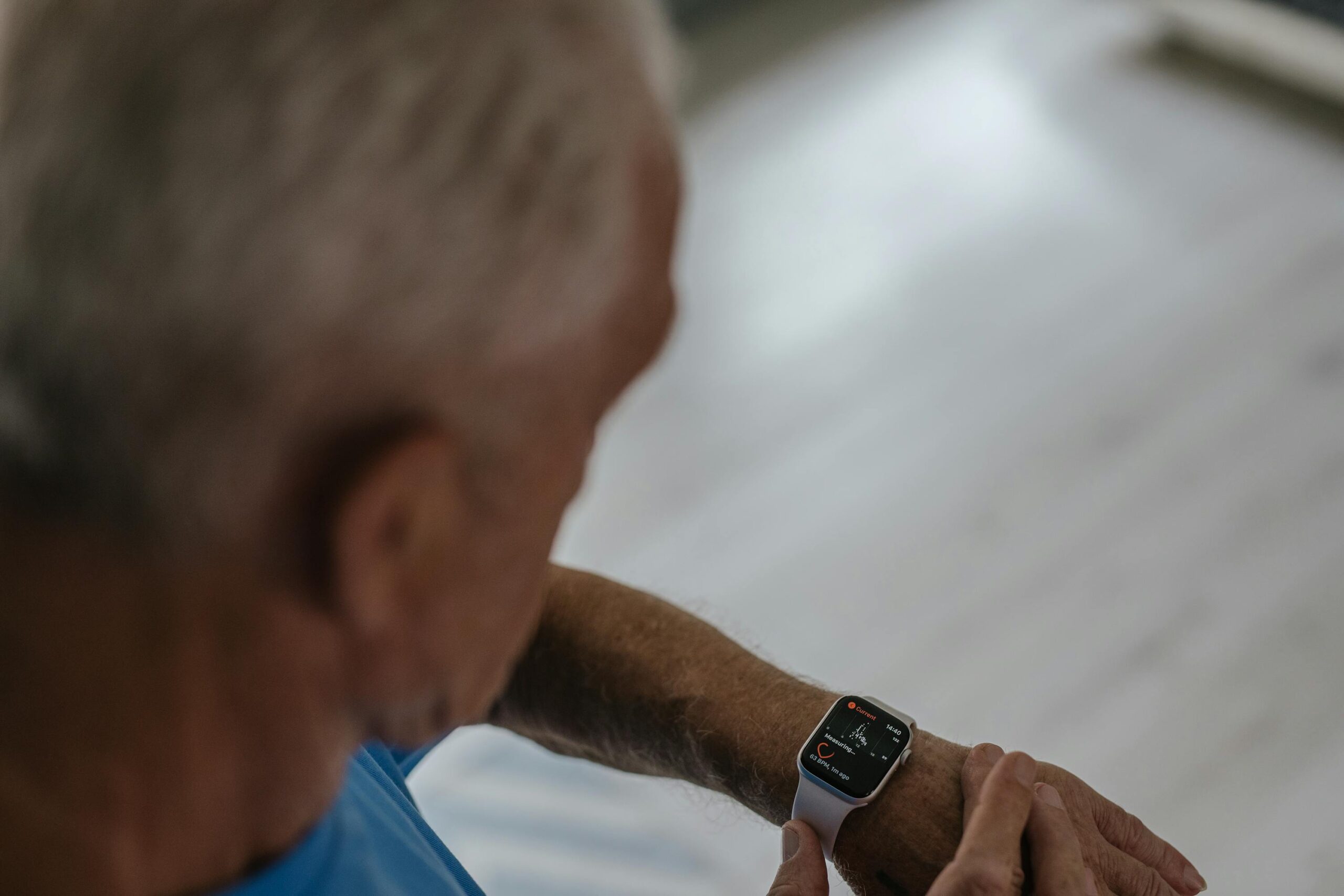 man wearing smart watch