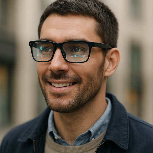 man wearing smart glasses