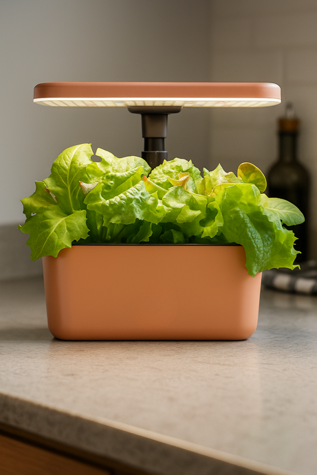 AeroGarden Harvest Lite countertop hydroponic garden with 6 herb pods in modern US kitchen