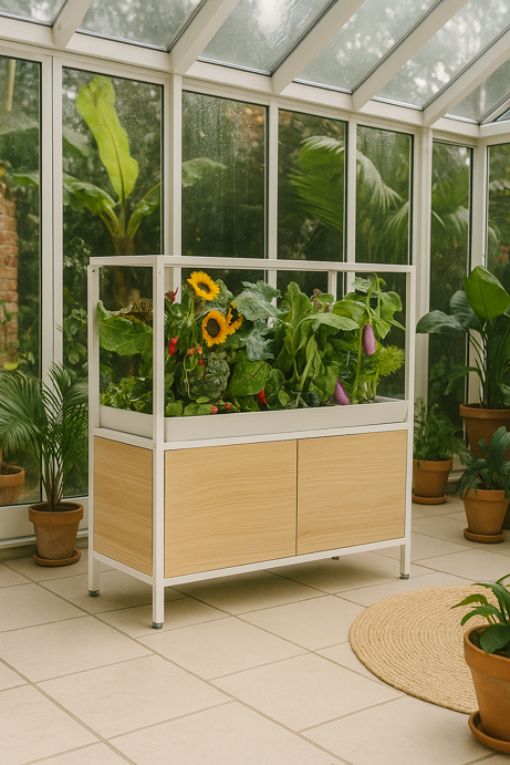 Rise Garden 3 modular indoor garden system with 36 plants growing vegetables and herbs