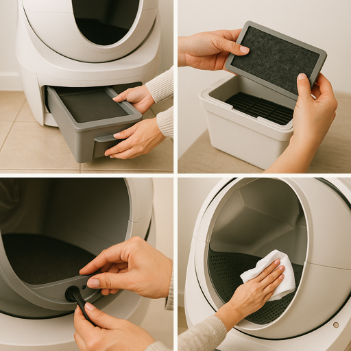 self-cleaning litter box maintenance