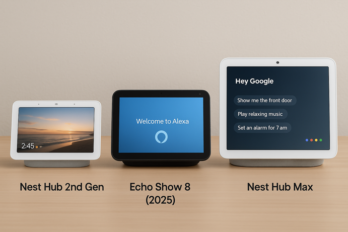 smart display line-up - nest hub and echo show models