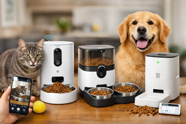 smart pet feeders with cat and dog