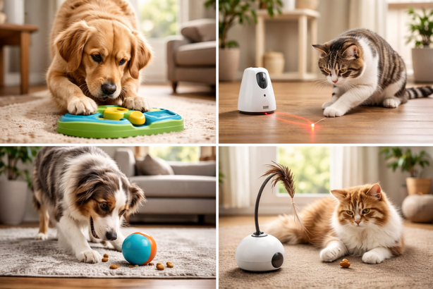 pets playing with interactive toys