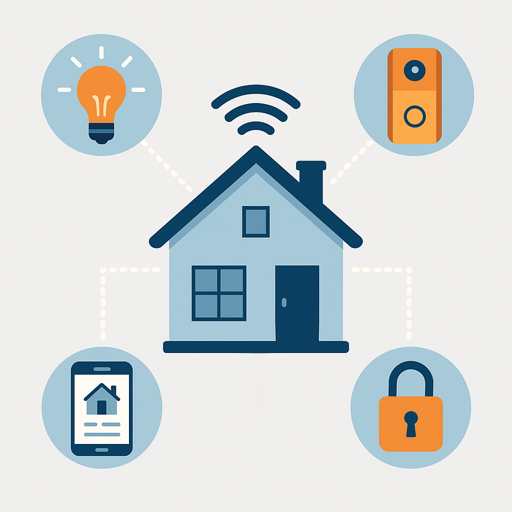 flat illustration of a smart home interior