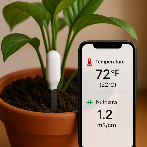 smart sensor temperature and EC readings on smartphone app