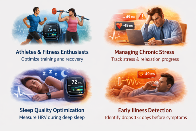 hrv monitoring benefits for athletes, stress management, sleep optimization and illness detection