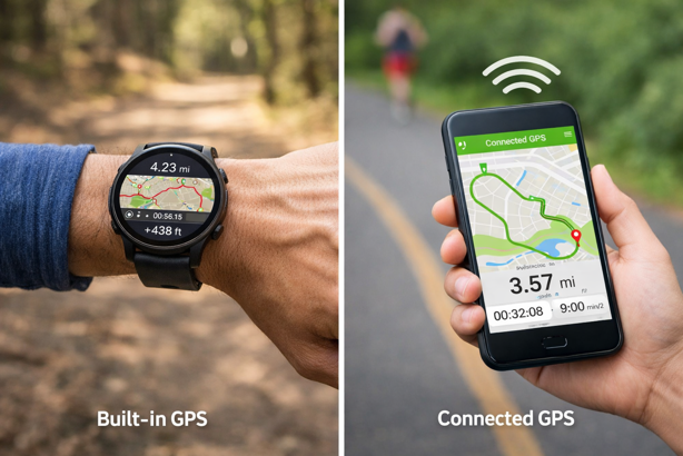 built-in gps on smartwatch vs connected gps on phone