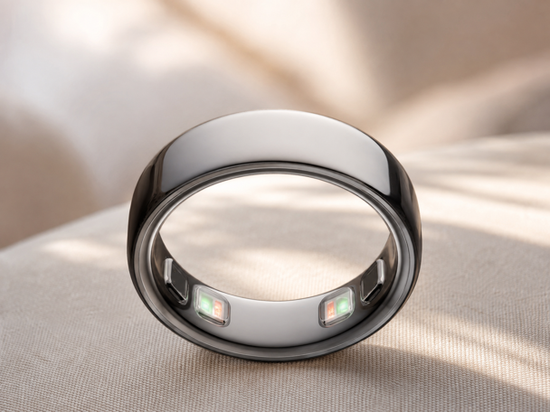 oura ring 5 on beige linen
