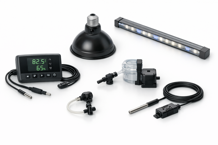 smart terrarium equipment - components and temperature controller probes