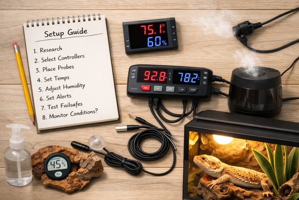 smart terrarium setup checklist with controllers probes and bearded dragon
