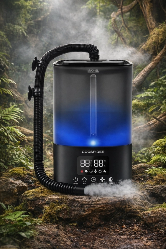 coospider 5l reptile fogger with built-in humidity controller and digital display