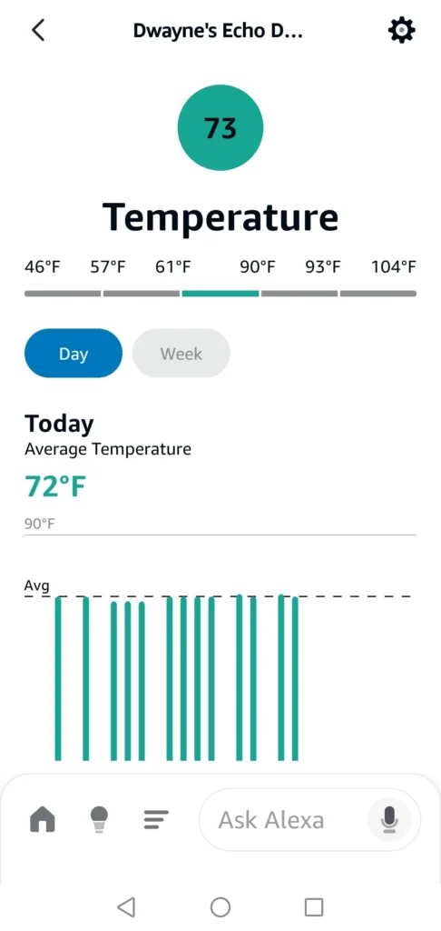 echo dot max omnisense temperature reading alexa app