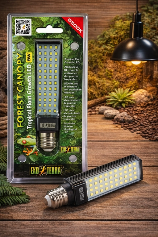exo terra forest canopy 8w 6500k tropical plant growth led bulb with retail packaging