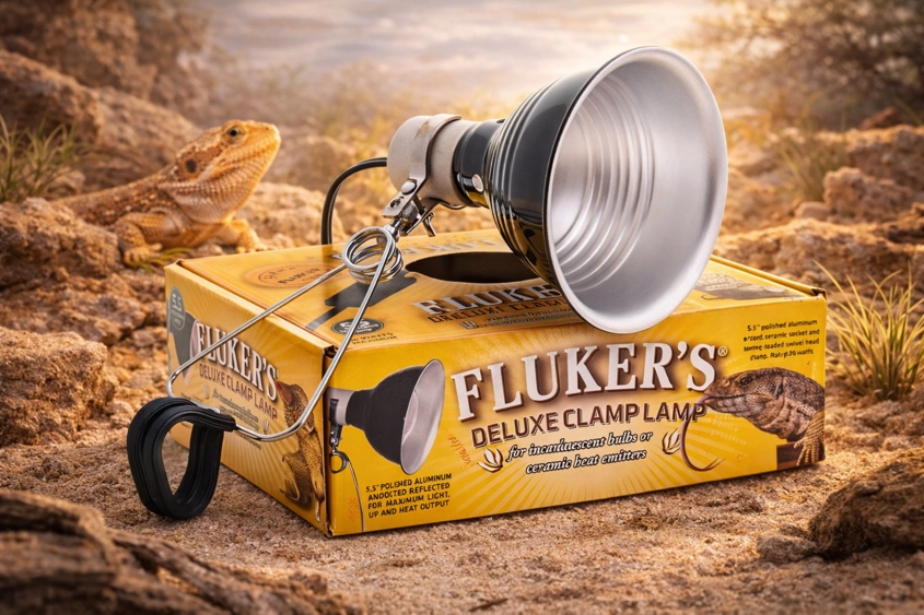 fluker's deluxe clamp lamp 5.5 inch polished aluminum dome with spring clamp and retail packaging