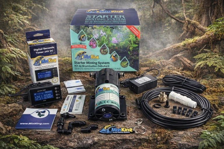 mistking starter misting system v5.0 kit with pump, st-24 seconds timer, tubing and fittings