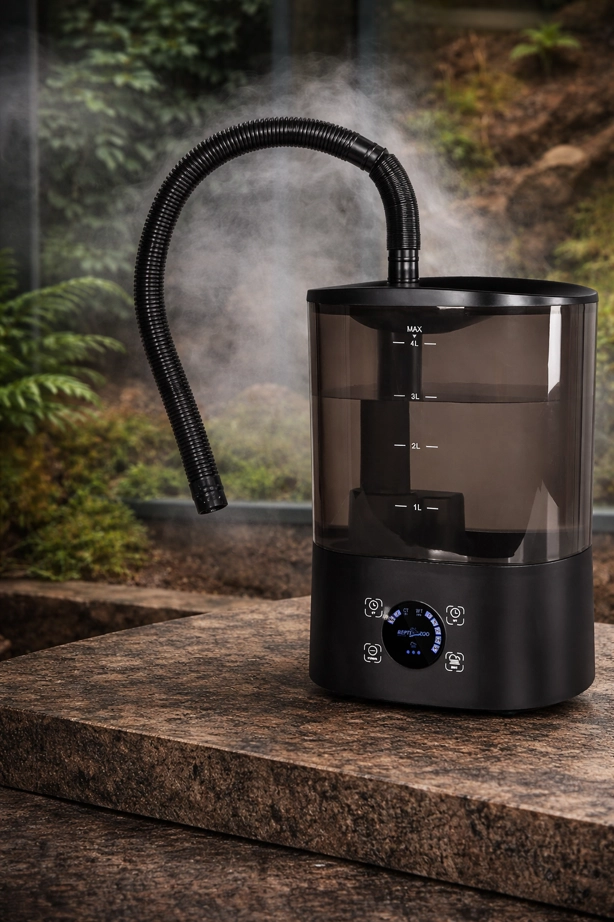 repti zoo tf14 4l reptile fogger humidifier with flexible hose and timer controls