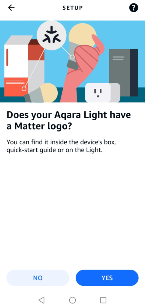 alexa app asking whether aqara light has a matter logo