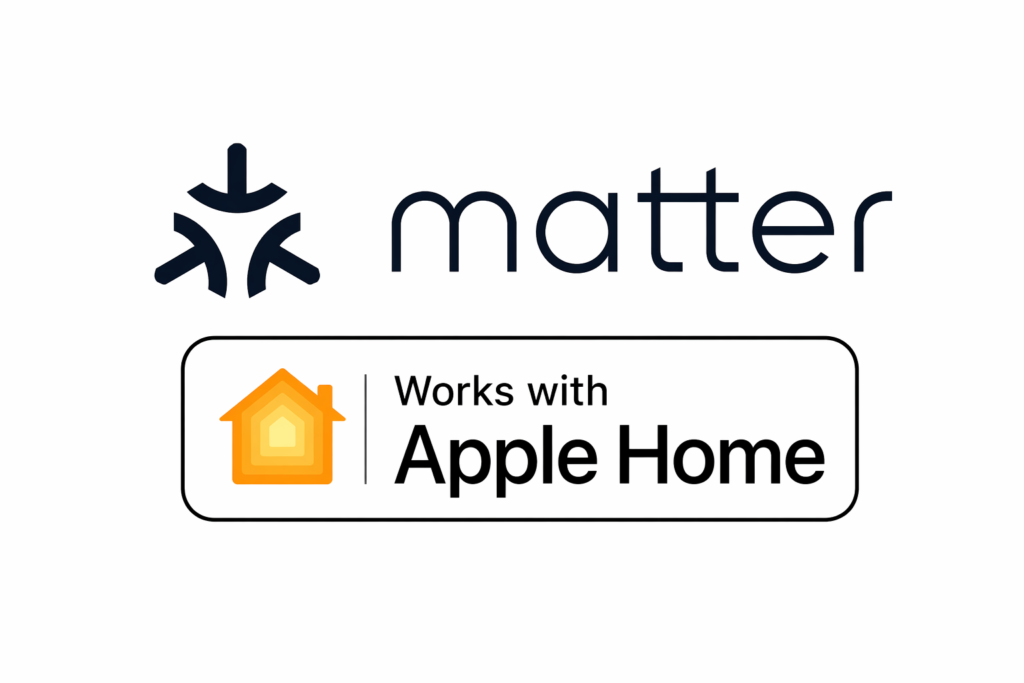 matter logo alongside works with apple home badge