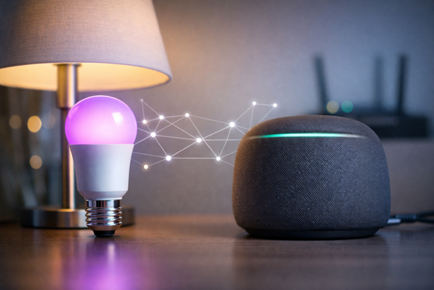 smart bulb connected to echo device via thread mesh network