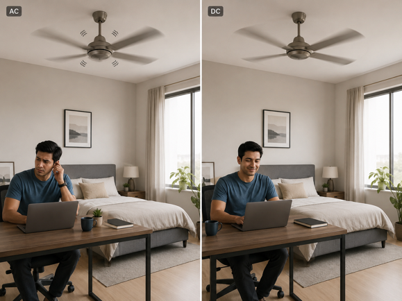 ac motor ceiling fan noise vs dc motor ceiling fan quiet operation