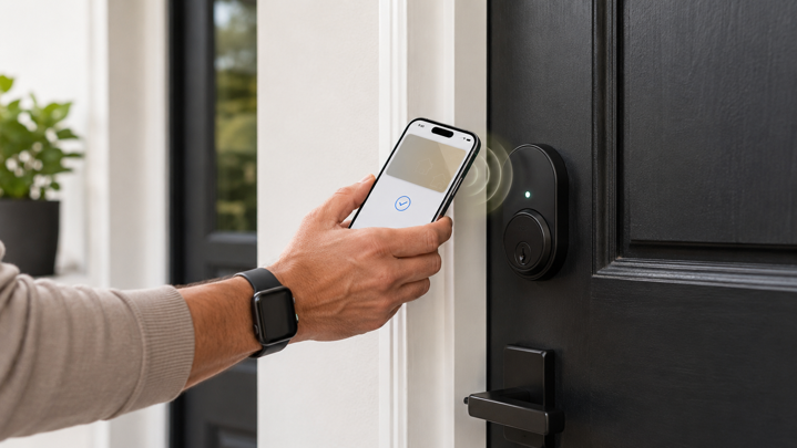 iphone and apple watch unlocking smart lock with home key