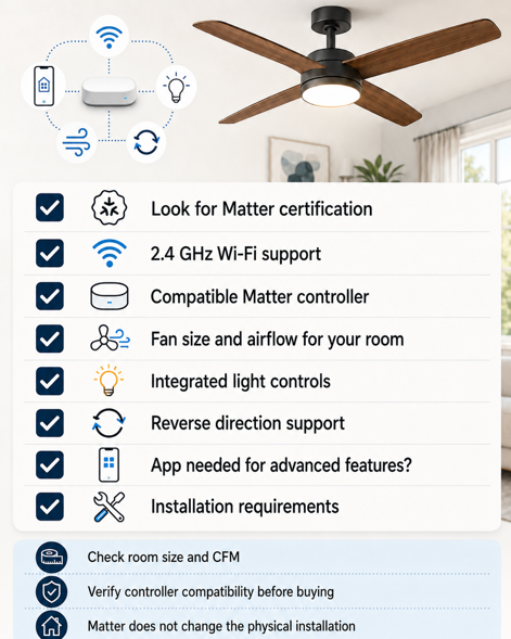 matter ceiling fan buying checklist with requirements and considerations