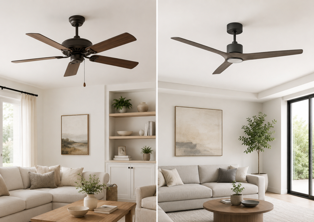 traditional ac motor ceiling fan vs modern dc motor ceiling fan