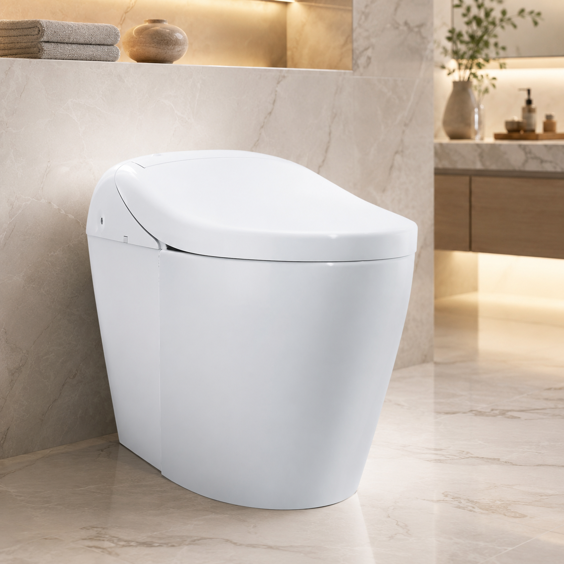 toto washlet g5a lite integrated smart toilet in a luxury marble bathroom