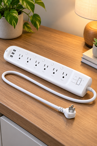 kasa hs300 smart power strip with six outlets, individual buttons and three usb ports