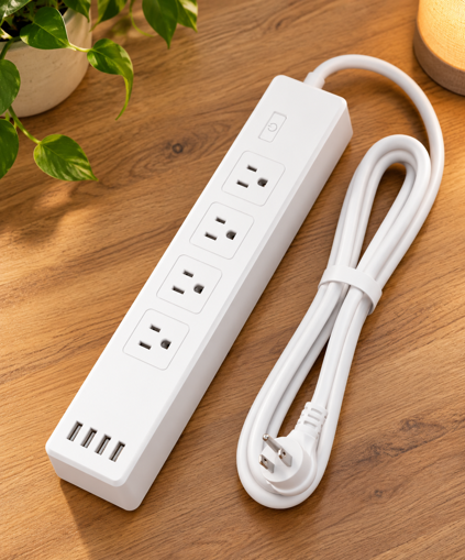 meross smart power strip with four outlets and four usb ports